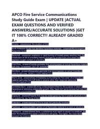APCO Fire Service Communications Study Guide Exam | UPDATE |ACTUAL EXAM QUESTIONS AND VE