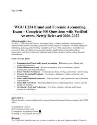 WGU C254 Fraud and Forensic Accounting Exam – Complete 400 Questions with Verified Answers