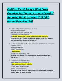 Certified Credit Analyst (CCA) Exam Q&A 2026: Verified Answers and Rationales