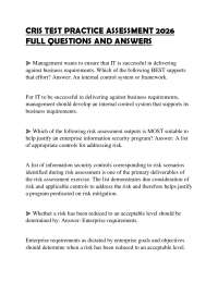 CRIS TEST FINAL PAPER 2026 COMPLETE QUESTIONS AND CORRECT ANSWERS