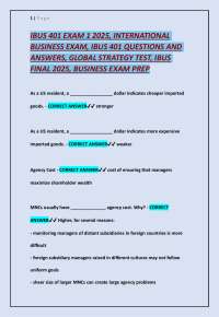 IBUS 401 Exam Prep: International Business Questions and Answers