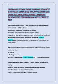 IAHSS Basic Officer Exam Practice Questions and Answers