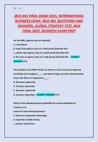 IBUS 401 International Business Exam Questions and Answers 2025