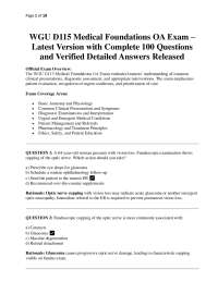 WGU D115 Medical Foundations OA Exam – Latest Version with Complete 100 Questions and Veri