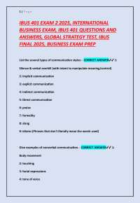 IBUS 401 Exam 2025: International Business Questions and Answers