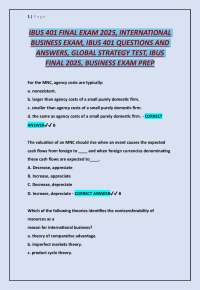 IBUS 401 International Business Final Exam Questions and Answers 2025