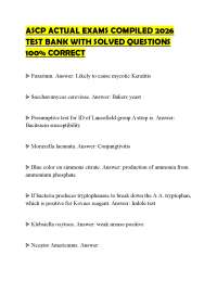 ASCP ACTUAL EXAMS COMPILED 2026 TEST BANK WITH SOLVED QUESTIONS 100% CORRECT