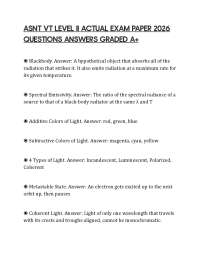 ASNT VT LEVEL II ACTUAL EXAM PAPER 2026 QUESTIONS ANSWERS GRADED A+