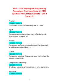 WGU - D278 Scripting and Programming Foundations Final Exam Study Set 2026 With Answers