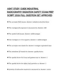 ASNT STUDY GUIDE INDUSTRIAL RADIOGRAPHY RADIATION SAFETY EXAM PREP SCRIPT 2026 FULL QUESTI