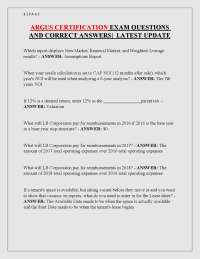 ARGUS CERTIFICATION EXAM QUESTIONS AND CORRECT ANSWERS| LATEST UPDATE