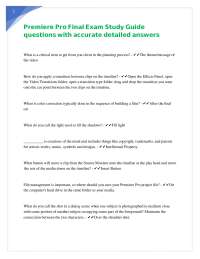Premiere Pro Final Exam Study Guide questions with accurate detailed answers