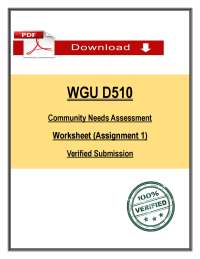 WGU D510 Community Needs Assessment Worksheet | Assignment 1 Verified Submission (2026)
