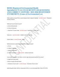 REHS{ Registered Environmental Health Specialist}ACTUAL EXAM REVIEW 150 QUESTIONS AND CORR