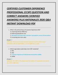 CERTIFIED CUSTOMER EXPERIENCE PROFESSIONAL (CCXP) QUESTION AND CORRECT ANSWERS