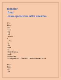 frontier final exam questions with answers