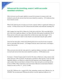 Advanced Accounting, exam 1 with accurate detailed solutions