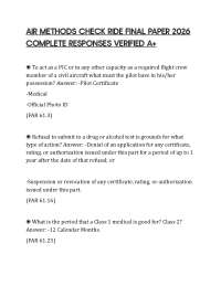 AIR METHODS CHECK RIDE FINAL PAPER 2026 COMPLETE RESPONSES VERIFIED A
