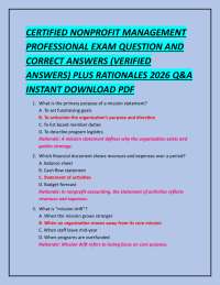 CERTIFIED NONPROFIT MANAGEMENT PROFESSIONAL EXAM QUESTION AND CORRECT ANSWERS
