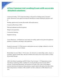 nCino Commercial Lending Exam with accurate detailed solutions