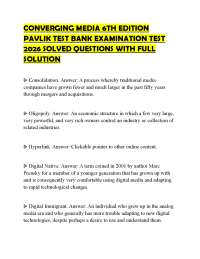 CONVERGING MEDIA 6TH EDITION PAVLIK TEST BANK EXAMINATION TEST 2026 SOLVED QUESTIONS WITH