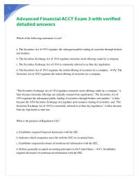 Advanced Financial ACCT Exam 3 with verified detailed answers