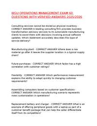 WGU OPERATIONS MANAGEMENT EXAM 60 QUESTIONS WITH VERIFIED ANSWERS 2025/2026,100%CORRECT