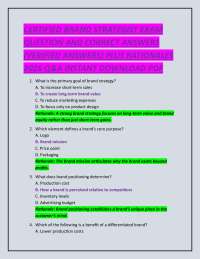 CERTIFIED BRAND STRATEGIST EXAM QUESTION AND CORRECT ANSWERS (VERIFIED ANSWERS)