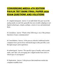 CONVERGING MEDIA 6TH EDITION PAVLIK TEST BANK FINAL PAPER 2026 EXAM QUESTIONS AND SOLUTION