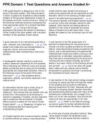 PPR Domain 1 Test Questions and Answers Graded A+