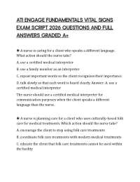 ATI ENGAGE FUNDAMENTALS VITAL SIGNS EXAM SCRIPT 2026 QUESTIONS AND FULL ANSWERS GRADED A+