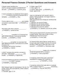Personal Finance Domain 2 Packet Questions
