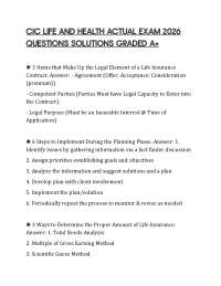 CIC LIFE AND HEALTH ACTUAL EXAM 2026 QUESTIONS SOLUTIONS GRADED A