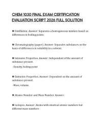 CHEM 1030 FINAL EXAM CERTIFICATION EVALUATION SCRIPT 2026 FULL SOLUTION