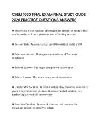 CHEM 1030 FINAL EXAM FINAL STUDY GUIDE 2026 PRACTICE QUESTIONS ANSWERS