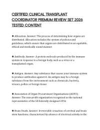 CERTIFIED CLINICAL TRANSPLANT COORDINATOR PREMIUM REVIEW SET 2026 TESTED CONTENT