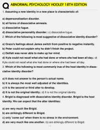 Abnormal Psychology Hooley 18th Edition – Practice Questions & Answers