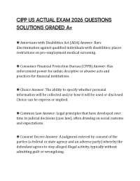 CIPP US ACTUAL EXAM 2026 QUESTIONS SOLUTIONS GRADED A+