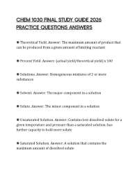 CHEM 1030 FINAL STUDY GUIDE 2026 PRACTICE QUESTIONS ANSWERS