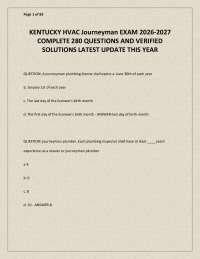 Kentucky HVAC Journeyman Exam 2026–2027 – Complete 280 Questions with Verified Solutions P