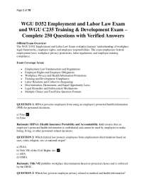 WGU D352 Employment and Labor Law Exam (Latest Update This Year)