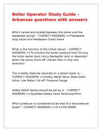 Boiler Operator Study Guide – Arkansas questions with answers