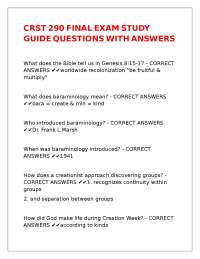 CRST 290 FINAL EXAM STUDY GUIDE QUESTIONS WITH ANSWERS