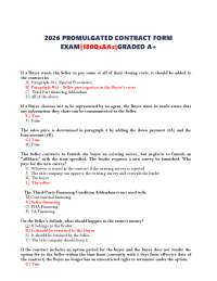 2026 PROMULGATED CONTRACT FORM EXAM|180Qs&As|GRADED A+