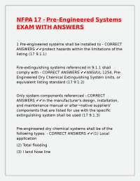 NFPA 17 - Pre-Engineered Systems EXAM WITH ANSWERS