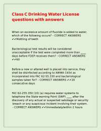Class C Drinking Water License questions with answers