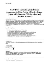 WGU D027 Dermatologic & Clinical Assessment in Older Adults Objective Exam – Latest – Comp