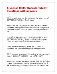 Arkansas Boiler Operator Study Questions with answers