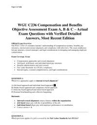 WGU C236 Compensation and Benefits Objective Assessment Exam A, B & C – Actual Exam Questi