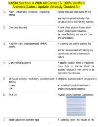 NASM Section 4 With All Correct & 100% Verified Answers |Latest Update |Already Graded A+